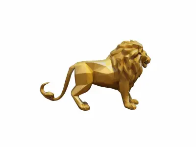 The Golden Lion Is A Majestic Symbol Of Power 3d Render 3D model purchase