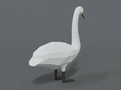 Low Poly Cartoon Swan Low-poly 3D model