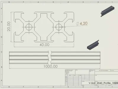 V-Slot 2040 Aluminum Profile Engineering Standard 3D model 3D model