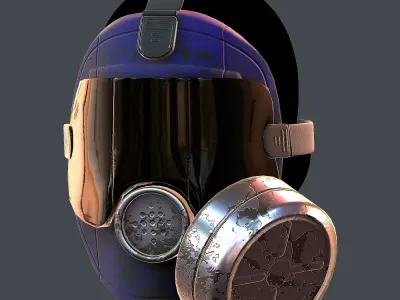 Gas mask helmet 3d model scifi Low-poly Low-poly 3D model Low-poly 3D model 15