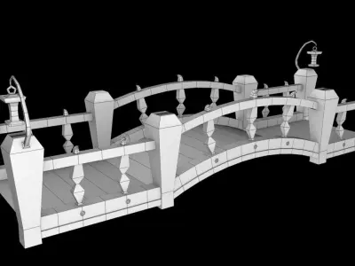Stylized bridge Low-poly 3D model