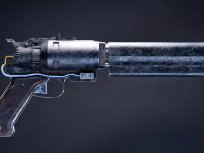 Industrial Sci-Fi Revolver - ARC Anvil Inspired Low-poly 3D model