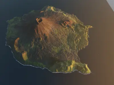 Small Aleutian Island Volcano 3D model