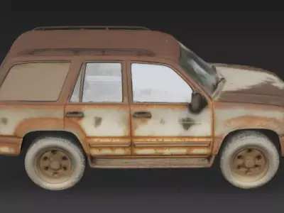 Realistic Rusty Abandoned SUV 3D Model Low-poly 3D model purchase