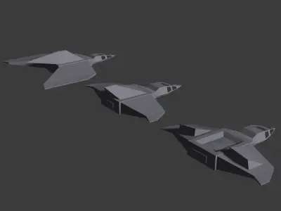 Spaceships - Low poly models  Low-poly 3D model