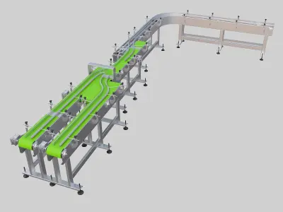 Glass bottle conveyor line 3D model