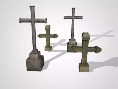 Gravestone Cross Pack 7 Models Cemetery Tombstone Props