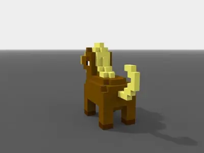 Voxel Horse  Low-poly 3D model