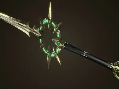 Fantasy PBR weapon game ready Low-poly 3D model