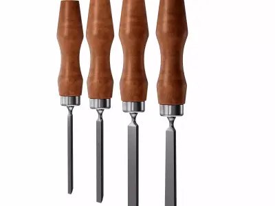 wood chisel set 3D model