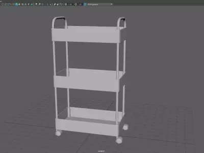 3 Tier Rolling Storage Cart 3D Model Metal Unreal Realistic PBR Low-poly 3D model