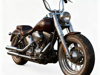 Realistic Weathered Classic Cruiser Motorcycle 3d model Low-poly 3D model