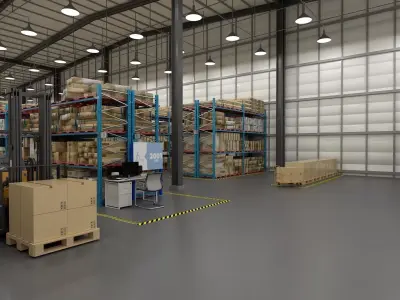 Modern industrial warehouse logistics interior 3D model