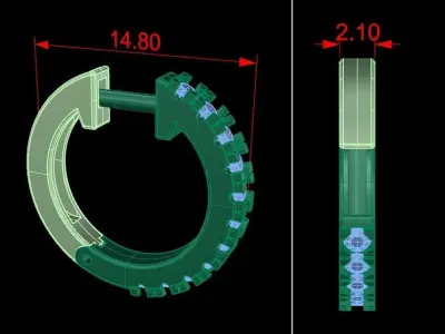 Half Infinity Diamond Hoop 1mm6 3D print model