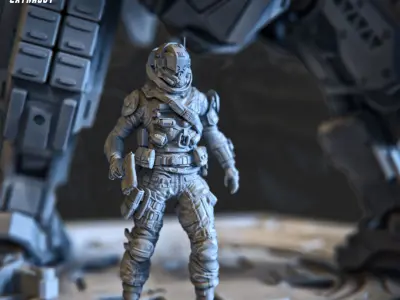 A Man and His Robot 75mm 3D Printable 3D print model