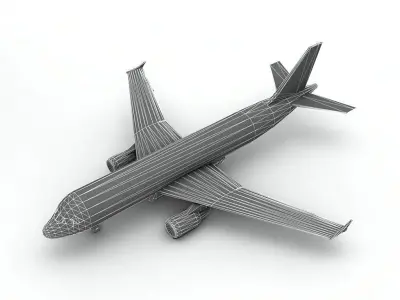 Airbus A320 Airliner - United Airlines LOW Low-poly 3D model