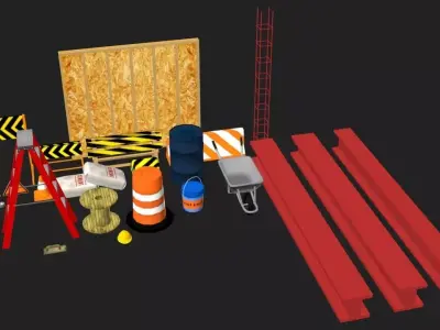 Construction Objects Low-poly 3D model purchase
