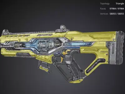 Yellow Futuristic Gun 3D model purchase