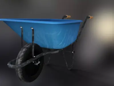 wheelbarrow Low-poly 3D model 3