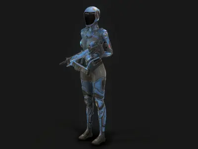Female Cyborg Low Poly Low-poly 3D model