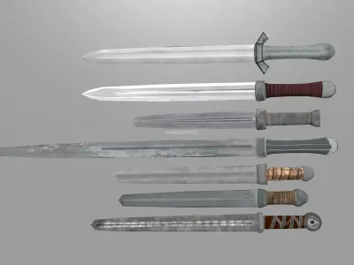 Low poly handpainted Weapon Pack Low-poly 3D model