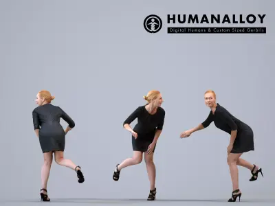 Basics0017 - A set containing 6 models of female adults sitting 3D model