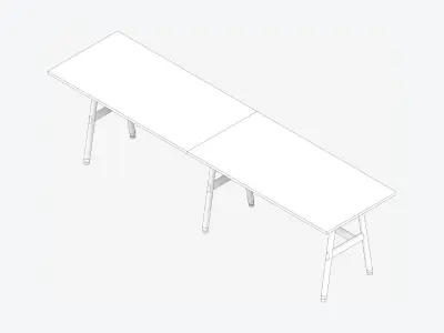Desk - Timberline - Workstation - Sgl - Side - 2 - Person - Mid Low-poly 3D model