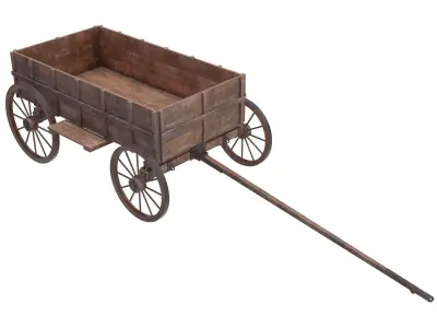 wooden cart 3D model purchase