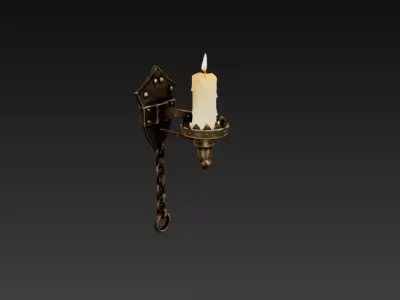 Medieval Wall Candle Sconce - PBR Low Poly Game Ready Low-poly 3D model