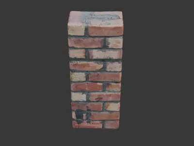 Brick Column Scan Low-poly 3D model