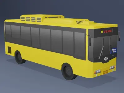 Yellow Thai bus Low poly v01 Low-poly 3D model