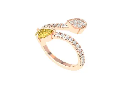  Pear 2 Stone Ring 3D print model