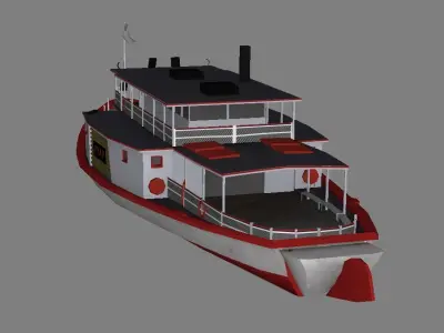 Low Poly Steamboat boat Low-poly 3D model