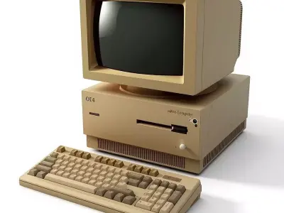 Realistic 80s Retro Desktop Computer 3d model Low-poly 3D model