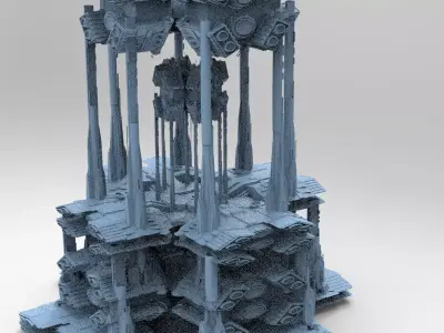 Dark Elven Sci-Fi Dome Arch Tower 4 3D model