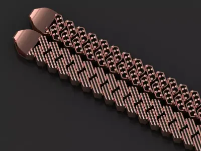 11mm STRICK 2 in 1 ANTIQUE DIAMOND CUBAN BRACELET 3D print model