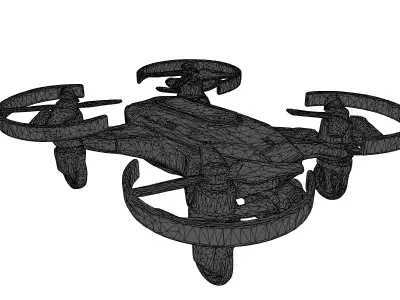 Futuristic Drone with Broken Rotors 3D model