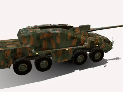 excalibur 155 mm 8x8 Low-poly 3D model