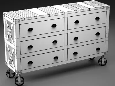 Manufacture Buffet-dresser on Wheels in the Industrial Style 3D model