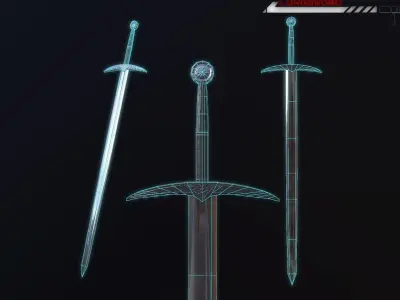 Longsword LowPoly three swords Free low-poly 3D model