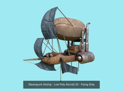 05 Steampunk Airship - Sci-Fi Aircraft Asset 3D Model Pack purchase