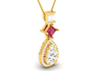 Princess Stone Pendant Women 3dm STL FBX OBJ Render Details 3D print model