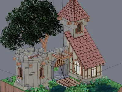 Castle LowPoly  Low-poly 3D model