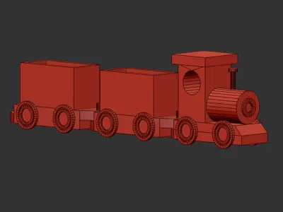 Toy train wood Low-poly 3D model