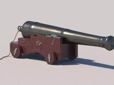Ship cannon Low-poly 3D model