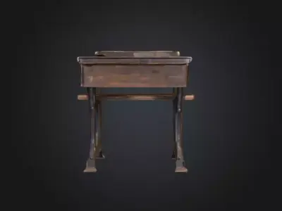 Cracked School Desk Low-poly 3D model