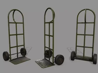 Trolley hand truck on wheels Low-poly 3D model