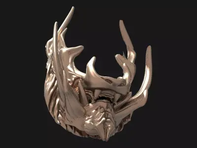 Horned lion mask 2  3D model