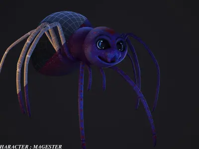 cartoon spider Low-poly 3D model