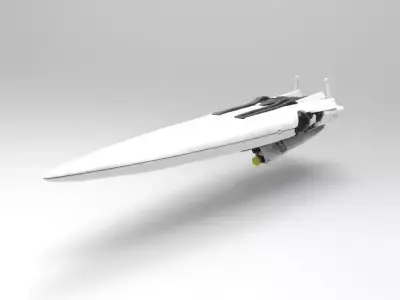 Brynhild spaceship flying in sky 3D print model
